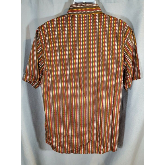 Men Lng Woven Brown S/S Shirt Size 3XL Cool Pattern Giraffe Star All Over Print - Picture 2 of 7